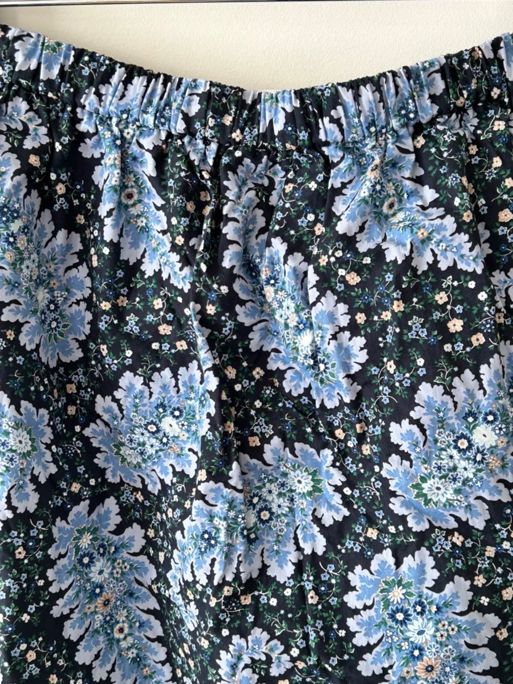 J. Crew Black and Light Blue Floral Midi/MAXI Skirt